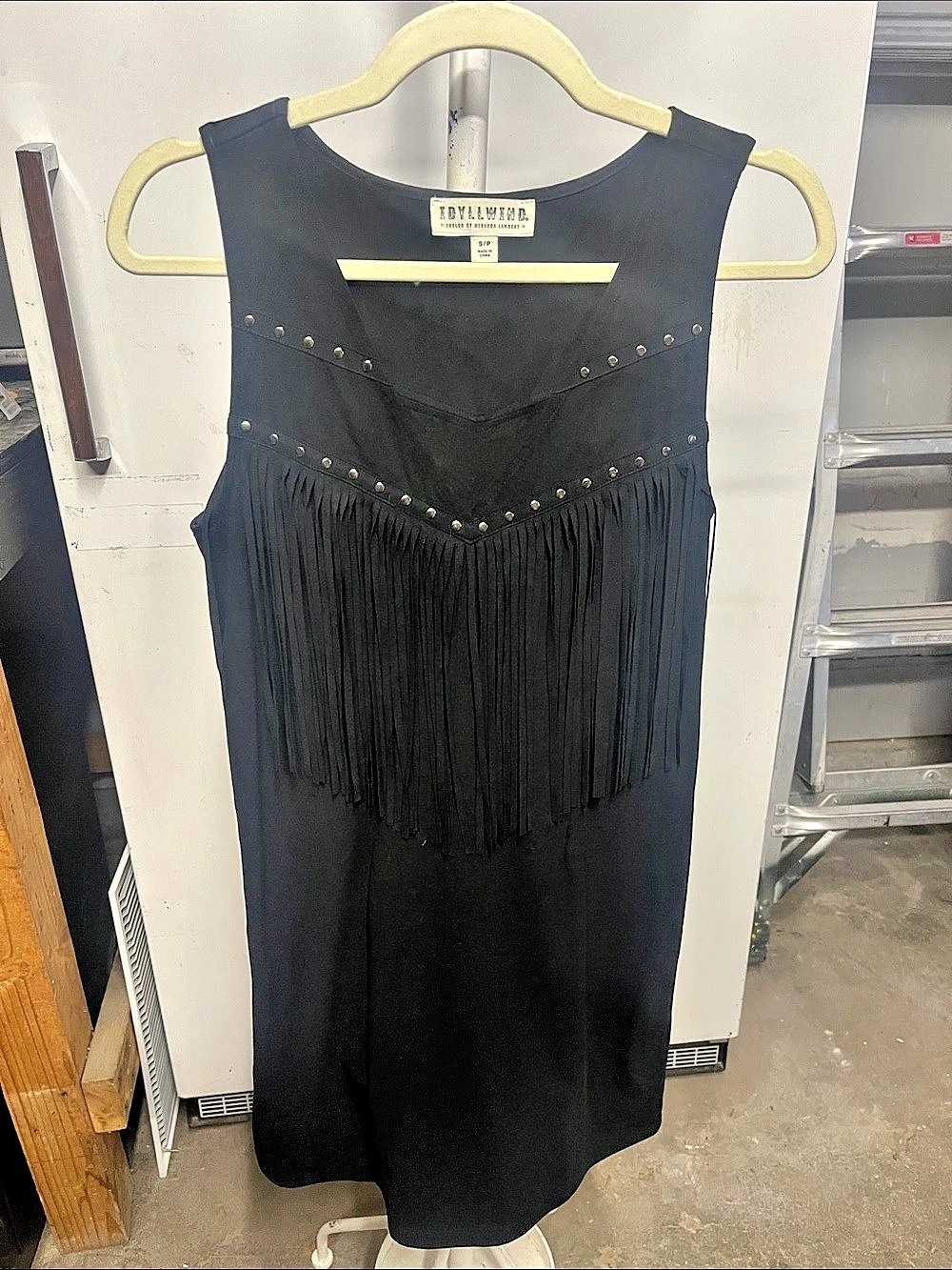 Idyllwind Fringe Mini Dress in Black Size Small